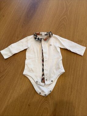 Burberry White One-Piece with Classic Check Trim